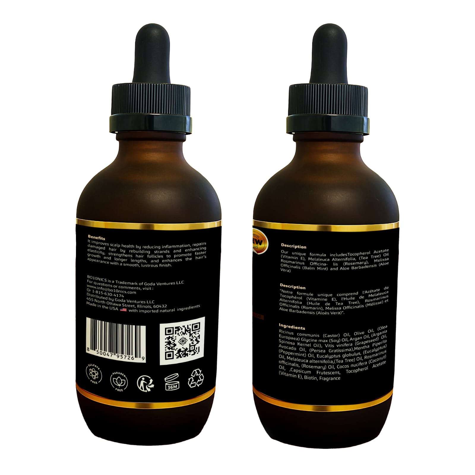 Alternative view of Bo10nics Biotin & Rosemary Hair Growth Oil - Nourishing Blend for Thicker, Fuller Hair - 4OZ